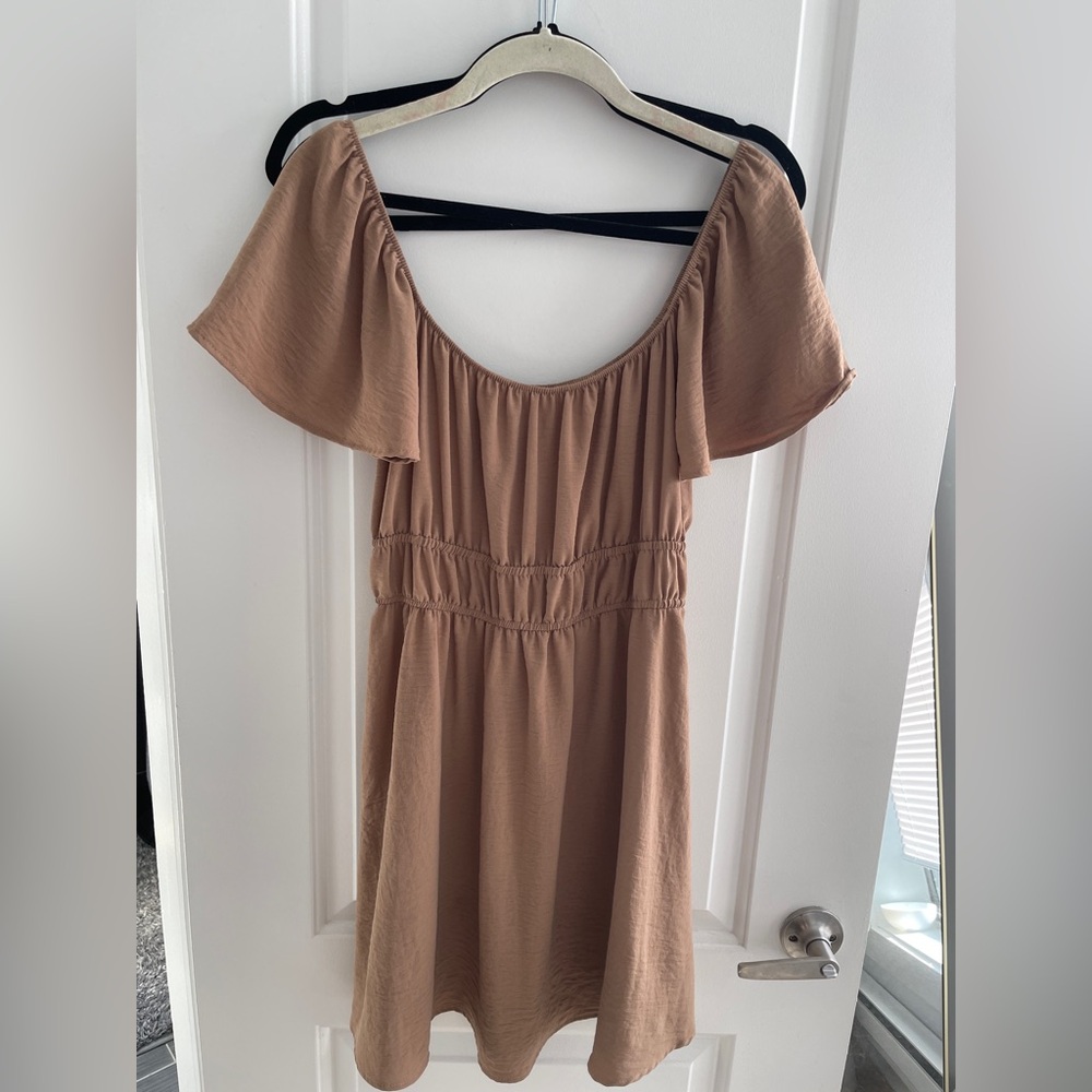 Altar'd State Pink Off-Shoulder Flutter Sleeve Mini Sundress